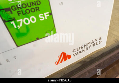 Propriété vacante représenté par la société immobilière Cushman & Wakefield, dans le quartier de Chelsea à New York le Mardi, Juillet 24, 2018.Le géant de l'immobilier a déposé pour un premier appel public à l'épargne. ( Â© Richard B. Levine) Banque D'Images