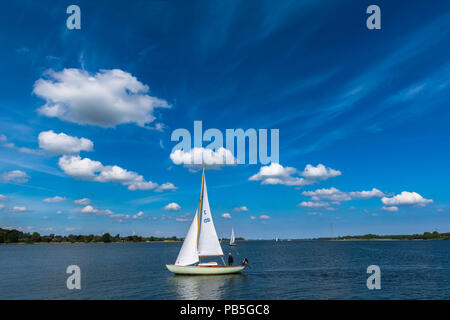 Temps d'été ensoleillé pour la voile sur le Fjord Schlei, Lindaunis, paysage d'Angeln, Schleswig-Holstein, Allemagne Banque D'Images