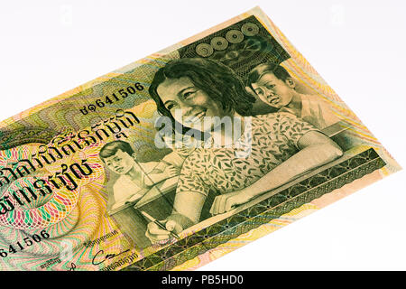 1000 riels cambodgiens bank note. Riel est la monnaie nationale du Cambodge Banque D'Images