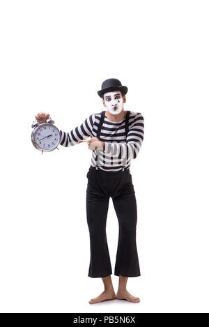 Mime dans la gestion du temps concept isolé sur fond blanc Banque D'Images