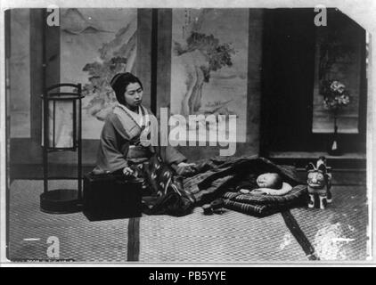 . Anglais : Titre : Mère et enfant, le Japon Résumé : La femme agenouillée aux côtés de petit enfant endormi. Description physique : 1 tirage photographique. Notes : Objet : lotissement du Japon. ; titre et d'autres informations transcrites de légende Carte et point. ; Frank et Frances Carpenter Collection (Bibliothèque du Congrès). Entre 1890 et 1923 1061 La mère et l'enfant, le Japon RCAC2001705663 Banque D'Images