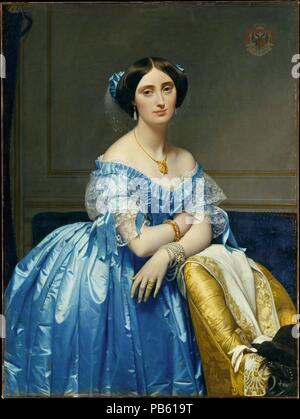 Joséphine-Éléonore-Marie-Pauline de Galard de Brassac de Béarn (1825-1860), Princesse de Broglie. Artiste : Jean Auguste Dominique Ingres (Français, Montauban 1780-1867 Paris). Dimensions : 47 3/4 x 35 3/4 in. (121,3 x 90,8 cm). Date : 1851-53. Jean-Auguste-Dominique Ingres, l'artiste français néo-classique par excellence, peint ce chef-d'œuvre vers la fin de sa vie quand sa réputation en tant que portraitiste de citoyens éminents et orléaniste aristocrates avait été établie de longue date. Pauline de Broglie siégé pour la finale de l'artiste commission. Ingres saisit la réserve timide de son sujet tout en illumi Banque D'Images