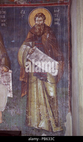 1156 peintures dans l'église de la Théotokos Peribleptos Ohrid de 0137 Banque D'Images