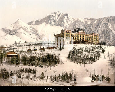 . Anglais : Rochers de Naye, et l'hôtel de Caux, le lac de Genève, Suisse, en hiver. N° d'impression '9401' . Entre 1890 et 1905 Montreux 1057 07119U Banque D'Images