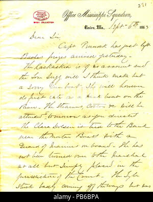 903 Lettre de K. R. Breese, Office de l'Escadron du Mississippi, Le Caire, New York, à David (D.) Porter, 6 septembre 1863 Banque D'Images