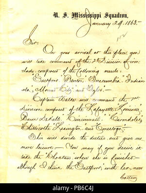 900 Lettre de David D. Porter à Seth Ledyard Phelps, Le Caire, New York, 29 janvier, 1863 Banque D'Images