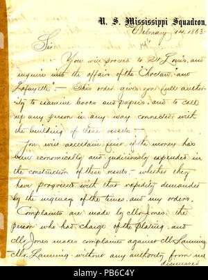 900 Lettre de David D. Porter à Ledyard (Seth) Phelps Phelps, Le Caire, New York, 14 février 1863 Banque D'Images