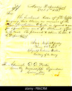 901 Lettre de Gideon Welles, Secrétaire de la marine, à David D. Porter, Le Caire, New York, 8 octobre 1863 Banque D'Images