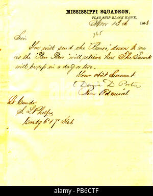 900 Lettre de David D. Porter, U. S. S. Black Hawk, à Seth Ledyard Phelps, Novembre 13, 1863 Banque D'Images