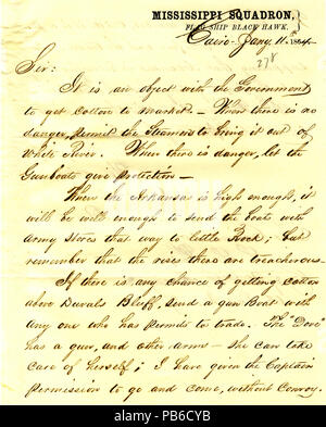 900 Lettre de David D. Porter, U.S.S. Black Hawk, Cairo, Illinois, à Seth Ledyard Phelps, Janvier 11, 1864 Banque D'Images