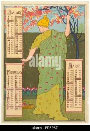 Janvier, Février, Mars. Artiste : Louis John Rhead (American (né en Angleterre), l'Etrurie 1857-1926 Amityville, New York). Fiche Technique : Dimensions : 19 × 13 3/16 3/4 in. (48,8 × 35 cm). Editeur : et de l'imprimante : Louis Prang & Co. (Boston, Massachusetts). Date : 1896. Musée : Metropolitan Museum of Art, New York, USA. Banque D'Images