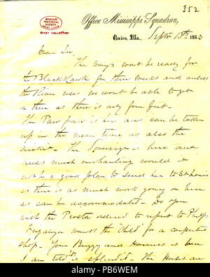 903 Lettre de K. R. Breese, Office de l'Escadron du Mississippi, Le Caire, New York, à David (D.) Porter, 13 Septembre, 1863 Banque D'Images