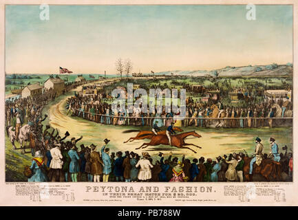 . Peytona et de la mode dans leur grand match pour 20 000 $, plus l'Union européenne cours Long Island, le 13 mai 1845, remporté par Peytona, time 7:39¾ : 7:45¼ . Entre 1835 et 1856 et la mode en 1185 Peytona leur grand match pour 20 000 $, 1845 Banque D'Images