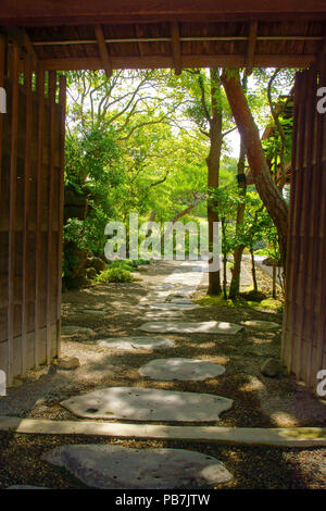 Suizenji Jojuen jardin au printemps, Kumamoto Prefecture, Japan Banque D'Images