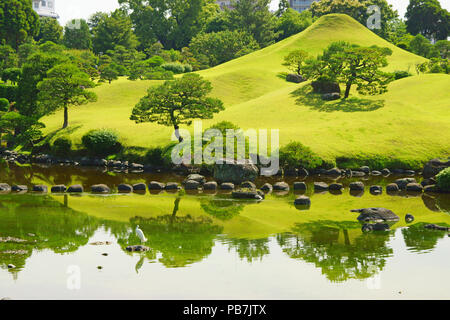 Suizenji Jojuen jardin au printemps, Kumamoto Prefecture, Japan Banque D'Images