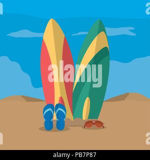 Plage et l'été Illustration de Vecteur