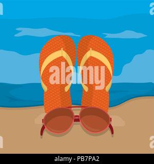 Plage et l'été Illustration de Vecteur