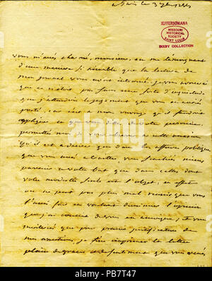 907 Lettre signée Francois-Jean, Chevalier de Chastelleux à Thomas Jefferson, le 3 septembre 1785 Banque D'Images