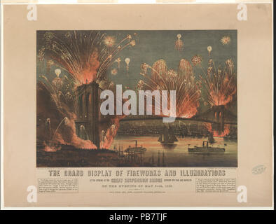 1640 Le grand affichage d'artifice et illuminations- à l'ouverture du grand pont suspendu entre New York et Brooklyn dans la soirée du 24 mai 1883 RCAC2001702100 Banque D'Images