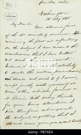 908 Lettre signée Gideon Welles, Washington, (à James B. EADS), Février 26, 1868 Banque D'Images