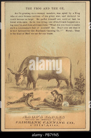 1636 La grenouille et le boeuf, OP DEA fables revu et amélioré par le Fairbank Canning Co., Chicago Banque D'Images