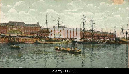 . Español : Vista del Mercado Central de Frutos de Buenos Aires, en Avellaneda, desde la Ribera Norte del Riachuelo, Barrio de La Boca. En 1962, l'Edificio demolido sitio réelles de las Torres Pueyrredón. vers 1900 1018 Mercado Central de Frutos (ca 1900) Banque D'Images