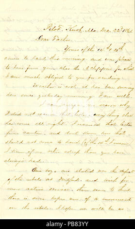 915 Lettre signée Wm. R. Donaldson (William R. Donaldson), bouton Pilote, Mo., au père (Isaac P. Donaldson), Décembre 22, 1861 Banque D'Images