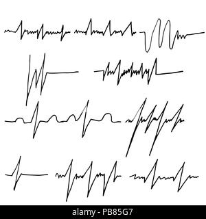 Graphiques de fréquence cardiaque. La systole cardiaque brosse. Vector illustration. Illustration de Vecteur