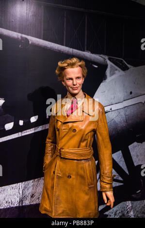 NEW YORK, USA - Sep 22, 2015 : Amelia Earhart dans le musée de cire Madame Tussaud, Times Square, New York City. Marie Tussaud est né comme Marie Grosholtz Banque D'Images