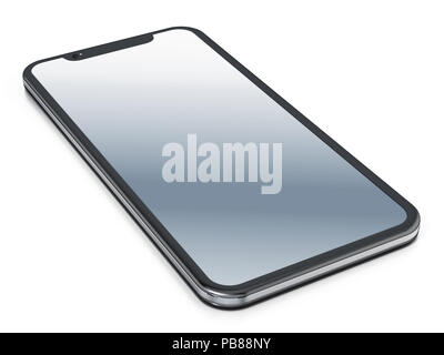 À jour smartphone plein écran isolé sur fond blanc. 3D illustration. Banque D'Images