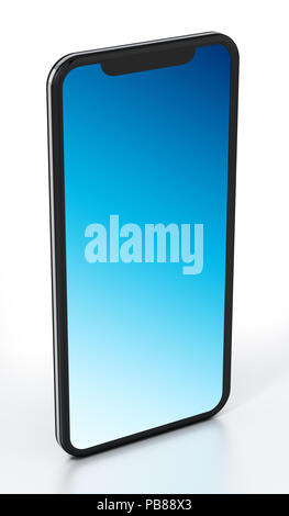 À jour smartphone plein écran isolé sur fond blanc. 3D illustration. Banque D'Images