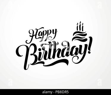 Joyeux anniversaire texte lettrage vector illustration. Conception de cartes de souhaits d'anniversaire. Illustration de Vecteur