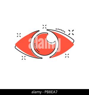 Cartoon Vector icône de l'oeil dans le style comique. Globe oculaire oeil sign illustration pictogramme. Eye concept effet splash d'affaires. Illustration de Vecteur