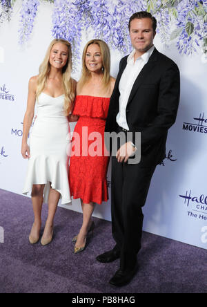 Los Angeles, Californie, USA. 26 juillet, 2018. (L-R) Erin Cassidy actrice actrice Gifford, Kathie Lee Gifford et Cody Gifford assister à Hallmark Channel et marque les films & Mystères de l'été 2018 Television Critics Association Press Tour Event le 26 juillet 2018 à résidence privée à Beverly Hills, Californie. Photo de Barry King/Alamy Live News Banque D'Images