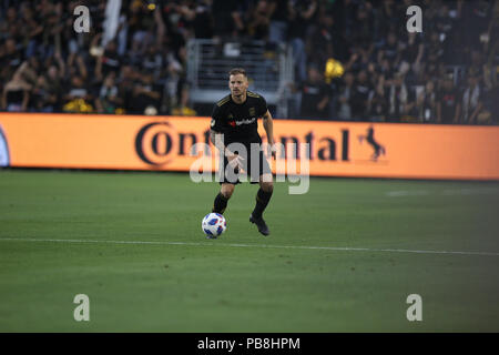 Los Angeles, CA, USA. 26 juillet, 2018. Los Angeles FC defender Jordanie Harvey # 2 au cours de la Los Angeles Club de Football vs LA Galaxy au banc de stade de la Californie à Los Angeles, CA le 26 juillet 2018. Jevone Moore : csm Crédit/Alamy Live News Banque D'Images