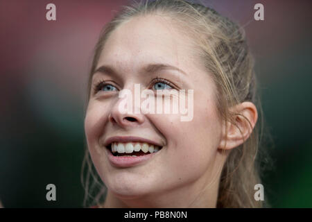 Nuremberg, Allemagne. 21 juillet, 2018. (LuÌckenkemper LUECKENKEMPER Gina gagnant), TSV Bayer 04 Leverkusen, 1e place, la finale des femmes 100m sur 21.07.2018. Championnats d'athlétisme 2018 allemand, à partir de la 20.07. - 22.07.2018 en Nuernberg/Allemagne. Utilisation dans le monde entier | Credit : dpa/Alamy Live News Banque D'Images