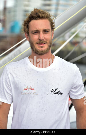 Pierre Rainier Stefano Casiraghi Viezepraesident du Yacht Club de Monaco et Teamgrunder est le plus jeune fils de Caroline, Princesse de Hanovre l'équipe Malizia événement de presse à la Brasserie Carls au Elbhilharmonie le mercredi 25 juillet 2018 à Hambourg | conditions dans le monde entier Banque D'Images