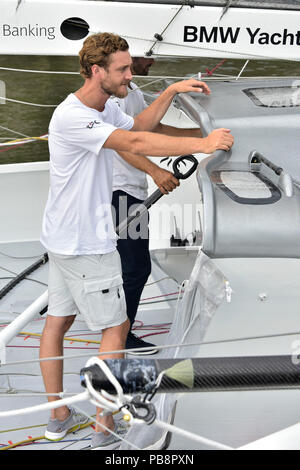 Pierre Rainier Stefano Casiraghi Viezepraesident du Yacht Club de Monaco et Teamgrunder est le plus jeune fils de Caroline, Princesse de Hanovre l'équipe Malizia événement de presse à la Brasserie Carls au Elbhilharmonie le mercredi 25 juillet 2018 à Hambourg | conditions dans le monde entier Banque D'Images