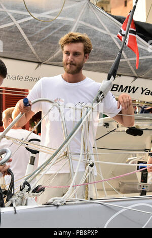 Pierre Rainier Stefano Casiraghi Viezepraesident du Yacht Club de Monaco et Teamgrunder est le plus jeune fils de Caroline, Princesse de Hanovre l'équipe Malizia événement de presse à la Brasserie Carls au Elbhilharmonie le mercredi 25 juillet 2018 à Hambourg | conditions dans le monde entier Banque D'Images