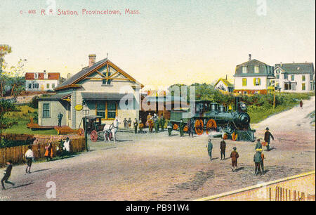 . Anglais : Carte postale montrant la gare dans Provincetown, Massachusetts le Cape Cod. Vers 1920, mais provenant de 1907 Carte postale 1243 Railroad Station, Provincetown, Massachusetts - n° C-403 Banque D'Images