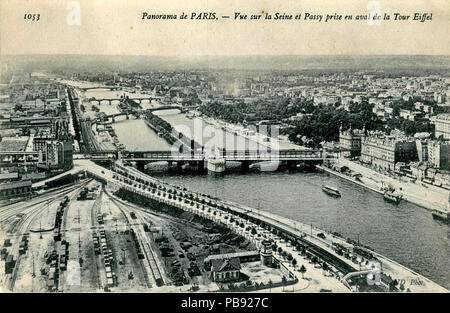 1085 ND 1053 - Panorama de PARIS - Vue sur la Seine et Passy prise en aval de la Tour Eiffel Banque D'Images