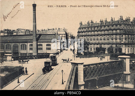 . Français : Carte postale ancienne sans mention d'éditeur : Paris - Pont de l'Europe (Gare Saint-Lazare) . 1900s 800 423 INCONNU - Paris - Pont de l'Europe (Gare Saint-Lazare) Banque D'Images