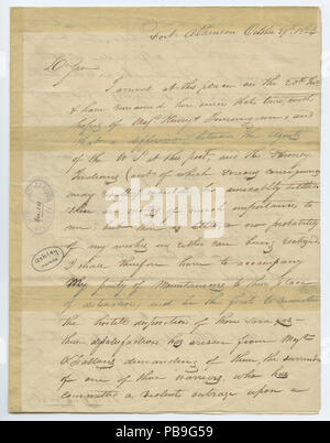 915 Lettre signée William H. Ashley, Ft. Atkinson (Fort Atkinson), à William Carr Lane, Saint Louis, le 29 octobre 1824 Banque D'Images