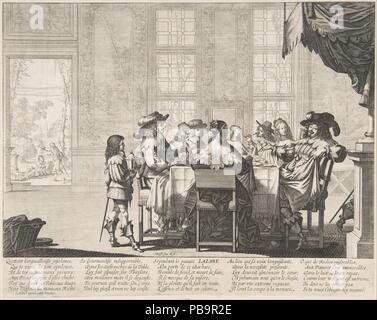 Le Banquet des riches Man. Artiste : Abraham Bosse (Français, Tours 1602/1604-1676 Paris). Fiche Technique : Dimensions : 10 1/4 x 12 7/8 in. (26 × 32,7 cm). Editeur : Jean Leblond (Français, ca. 1590-1666 Paris). Series/portefeuille : la parabole de Lazare et plongées (la parabole du mauvais riche et de Lazare). Date : milieu à la fin du 17ème siècle. Musée : Metropolitan Museum of Art, New York, USA. Banque D'Images