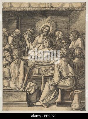 La dernière Cène, de la petite Passion (copie). Artiste : Après Albrecht Dürer (Nuremberg, Allemagne Nuremberg 1471-1528) ; peut-être Abraham Waesberge (Néerlandais). Fiche Technique : Dimensions : 4 × 3 15/16 3/4 in. (12,6 × 9,6 cm). Date : n.d.. Musée : Metropolitan Museum of Art, New York, USA. Banque D'Images