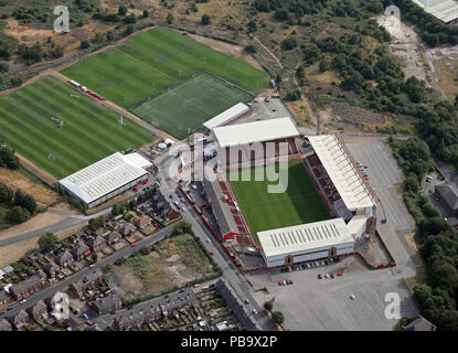 Vue aérienne du terrain de football de Barnsley Banque D'Images