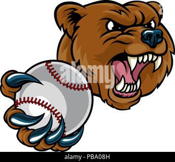 Bear Holding Baseball Ball Illustration de Vecteur