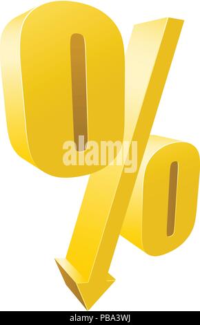 Jaune - symbole de pourcentage de réduction 3d sign Illustration de Vecteur