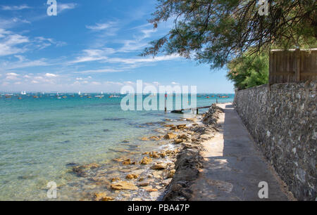 Le littoral à la mer, à l'île de Wight, au Royaume-Uni par une chaude journée de juillet 2018 Banque D'Images