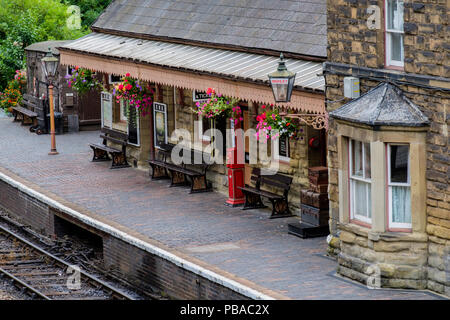 Sur l'accueil des visiteurs de Highley Station Severn Valley Railway Line, près de Bridgnorth, Shropshire Banque D'Images